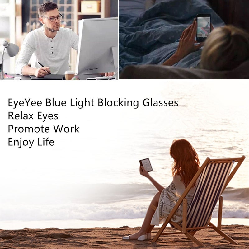 EyeYee Computer Glasses Blue Light Blocking Reader Gaming Screen Digital Eyeglasses Anti Glare Eye Strain Transparent Lens UV Light Weight for Women Men Essential Gaming Gear Magnification 0 - Image 4
